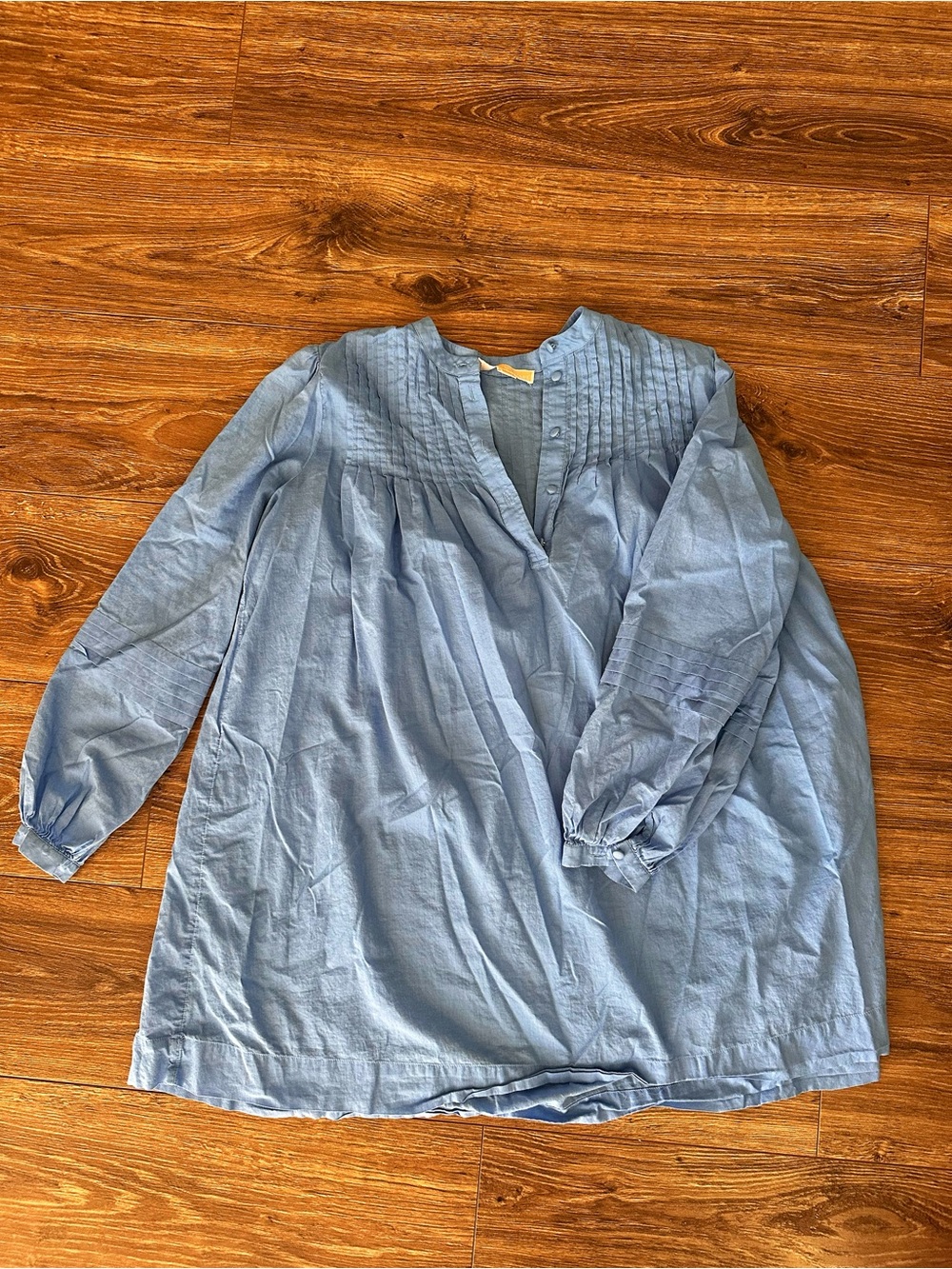 MICHAEL Michael Kors Oversized Blue Pintuck Peasant Tunic/Dress